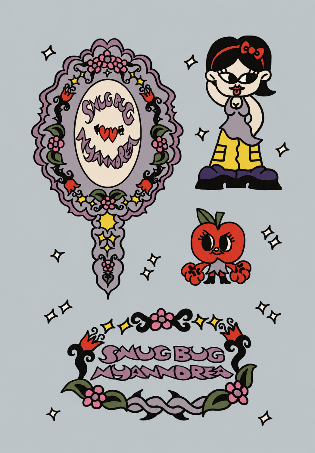 SnugBug x Nyanndrea sticker sheet
