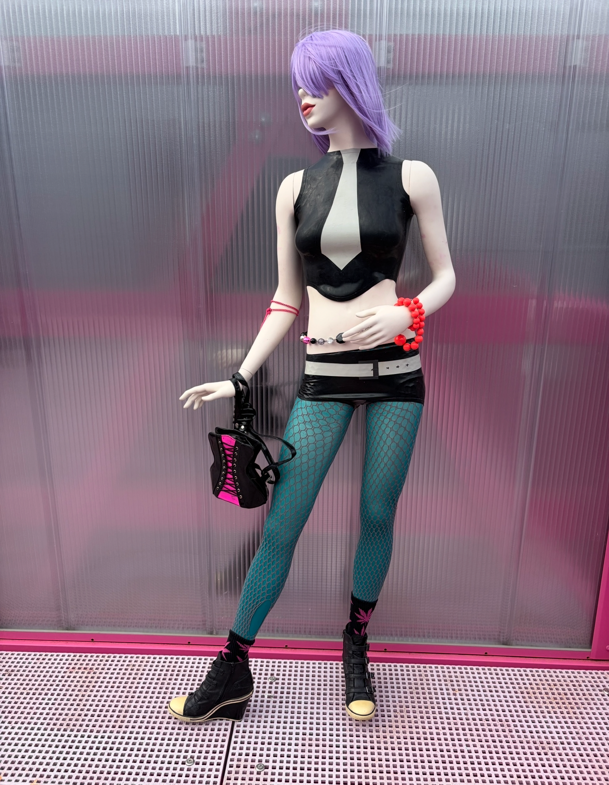 Latex belt booty shorts