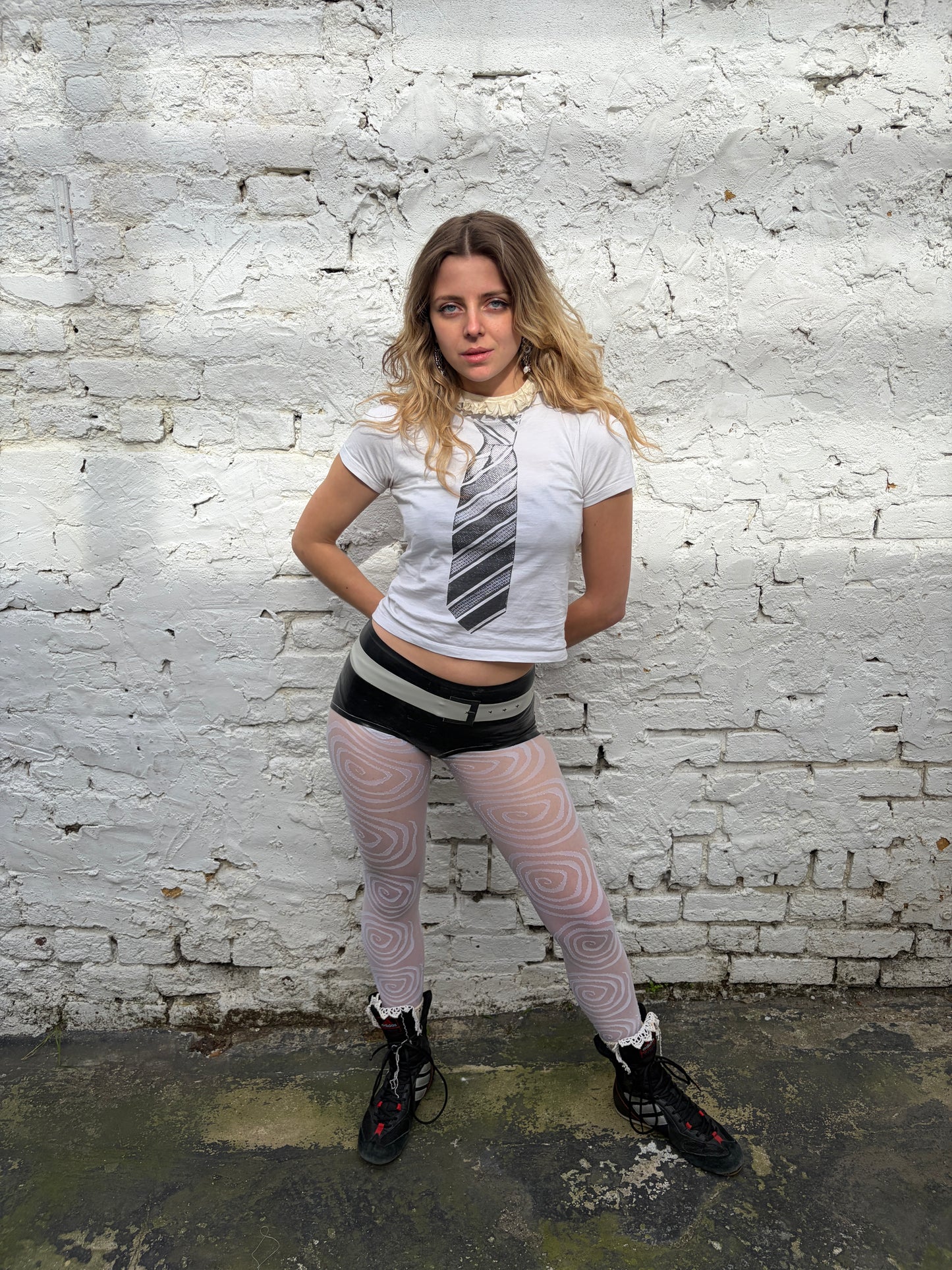 Latex belt booty shorts