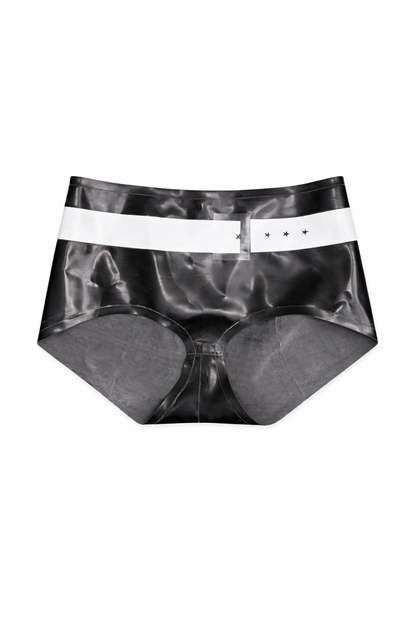 Latex belt booty shorts